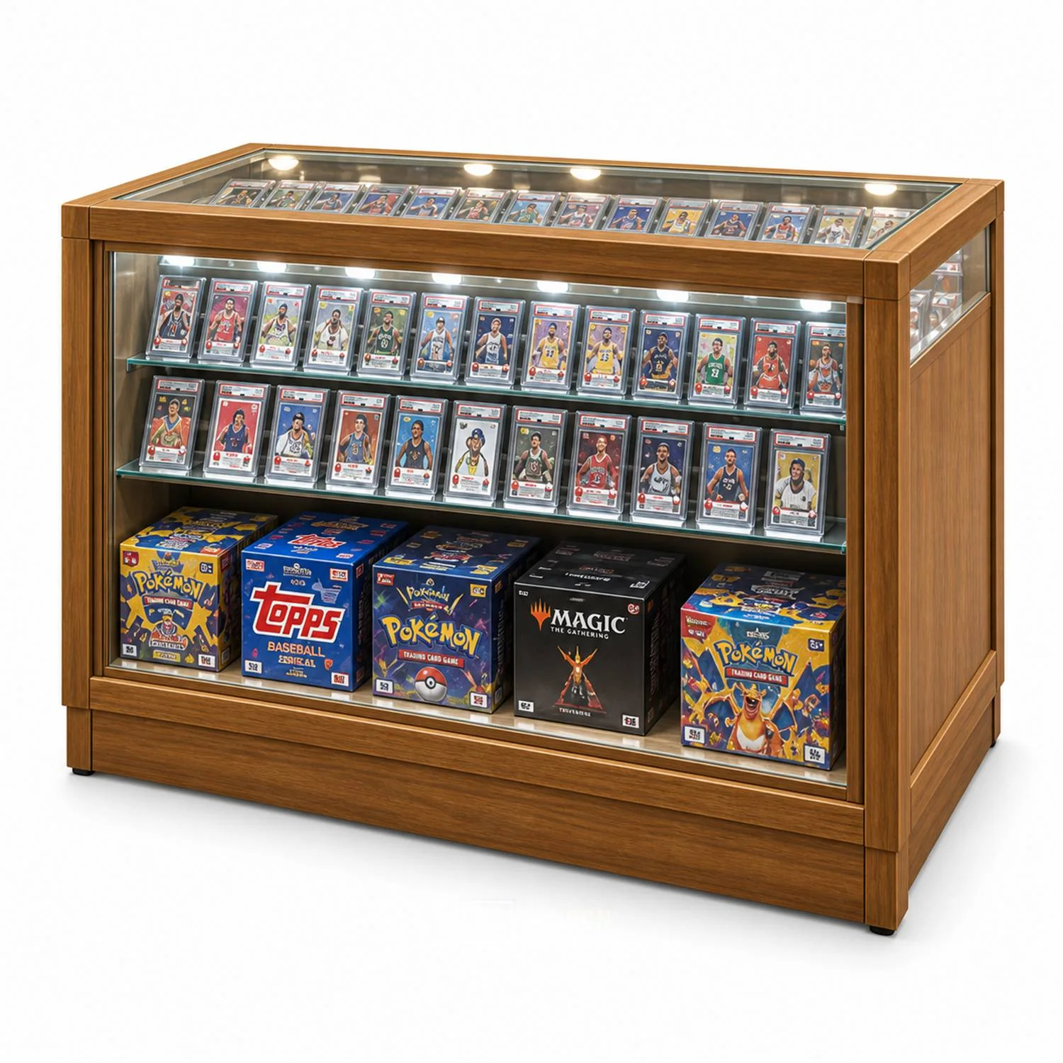 Elite Trainer Box LED Display Case — individual fixture reference